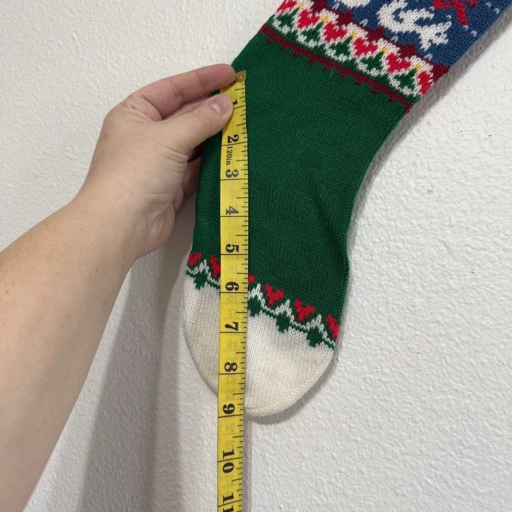 Vintage Green Blue Red White Fairisle Knit Christmas‎ Stocking Classic